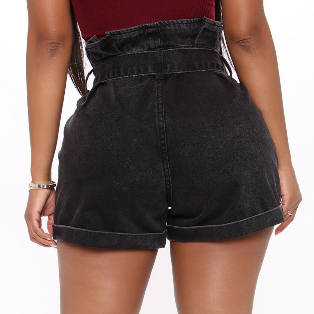 Fashion Nova Give Me A Call - Paperbag Waist Denim Shorts - Picture 5 of 8
